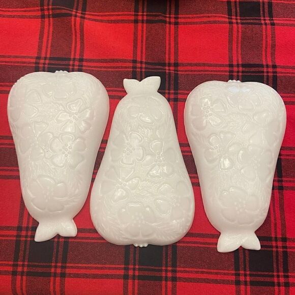 Pear Milk Glass Dishes Set of 3 - Picture 2 of 6